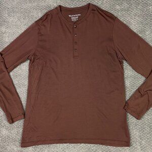 NWOT Wool & Prince Henley Shirt Men's Large Brown Merino Wool Blend